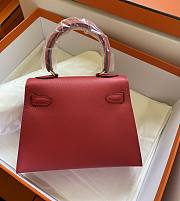 Hermes Kelly Vert Bright Red Epsom Mini 20 Bag  - 4