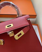 Hermes Kelly Vert Bright Red Epsom Mini 20 Bag  - 3