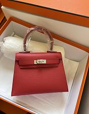 Hermes Kelly Vert Bright Red Epsom Mini 20 Bag  - 2