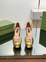 Gucci crystal double G gold platform pumps 11.5mm - 6