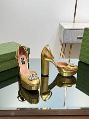 Gucci crystal double G gold platform pumps 11.5mm - 5