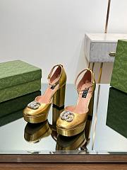 Gucci crystal double G gold platform pumps 11.5mm - 4