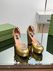 Gucci crystal double G gold platform pumps 11.5mm - 3