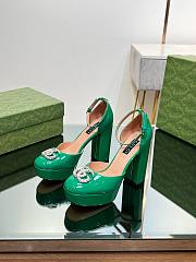 Gucci crystal double G green platform pumps 11.5mm - 1