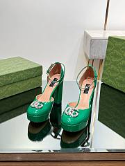 Gucci crystal double G green platform pumps 11.5mm - 3