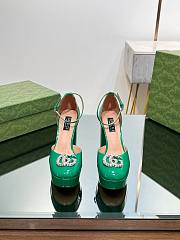 Gucci crystal double G green platform pumps 11.5mm - 4