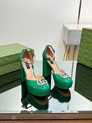 Gucci crystal double G green platform pumps 11.5mm - 5