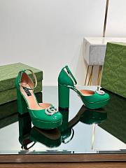 Gucci crystal double G green platform pumps 11.5mm - 6