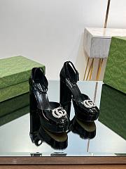 Gucci crystal double G black platform pumps 11.5mm - 4