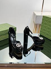 Gucci crystal double G black platform pumps 11.5mm - 6