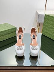 Gucci crystal double G white platform pumps 11.5mm - 4