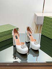 Gucci crystal double G white platform pumps 11.5mm - 6