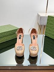 Gucci crystal double G beige platform pumps 11.5mm - 6