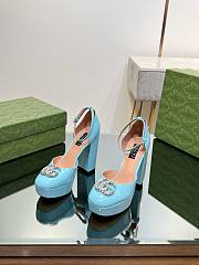 Gucci crystal double G blue platform pumps 11.5mm - 2