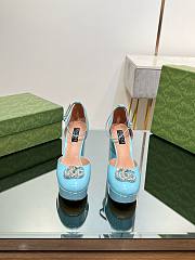 Gucci crystal double G blue platform pumps 11.5mm - 4