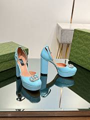 Gucci crystal double G blue platform pumps 11.5mm - 6