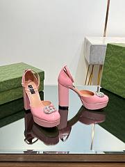 Gucci crystal double G pink platform pumps 11.5mm - 6