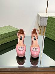 Gucci crystal double G pink platform pumps 11.5mm - 5