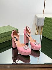 Gucci crystal double G pink platform pumps 11.5mm - 3