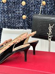 Valentino Rockstud Bow Slingback Black Patent Heels 6mm - 4