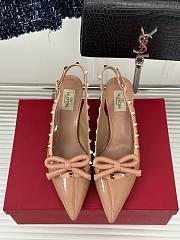 Rockstud Bow Slingback Beige Patent Heels 6mm - 5