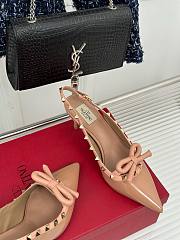 Rockstud Bow Slingback Beige Patent Heels 6mm - 4