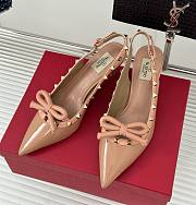 Rockstud Bow Slingback Beige Patent Heels 6mm - 1