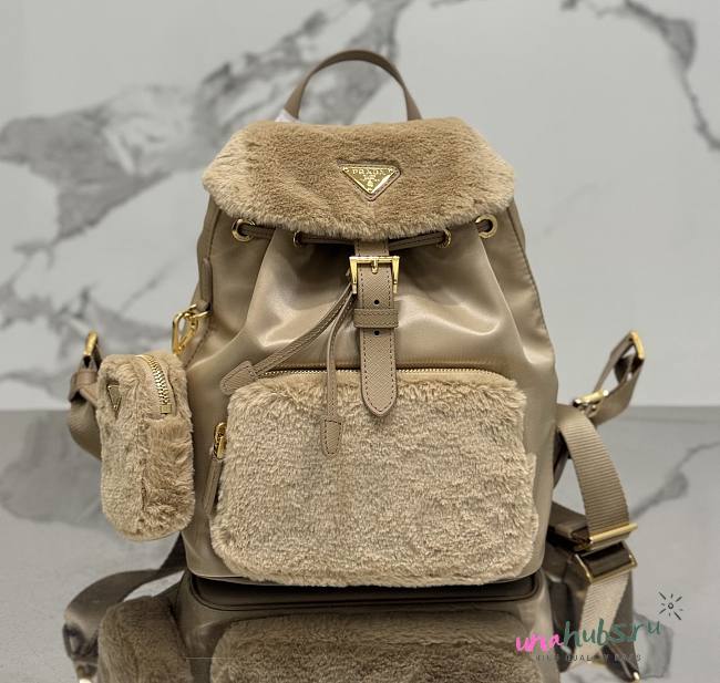 Prada re-Nylon and shearling backpack - 1