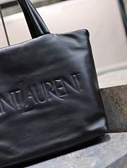 YSL black logo debossed large tote bag - 5