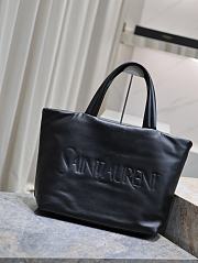 YSL black logo debossed large tote bag - 3