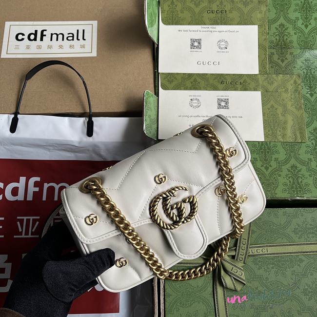 Gucci GG Marmont white leather double G studs bag - 1