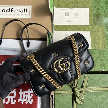 Gucci GG Marmont black leather double G studs bag