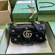 Gucci GG Marmont medium black leather double G studs bag - 1