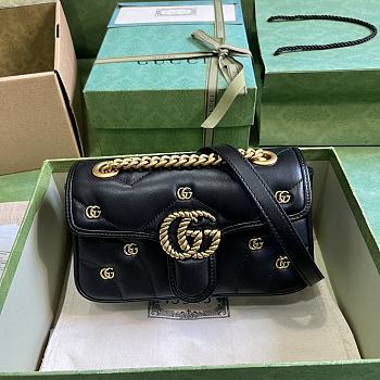 Gucci GG Marmont medium black leather double G studs bag