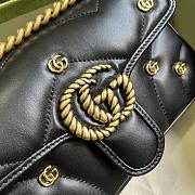 Gucci GG Marmont medium black leather double G studs bag - 3