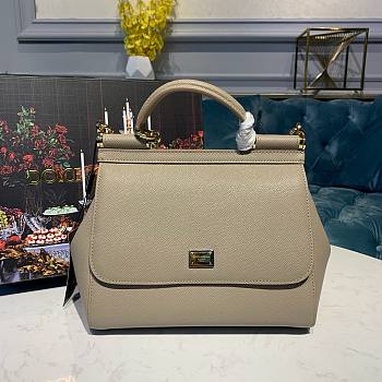 DOLCE & GABBANA Small Beige Dauphine Sicily Bag