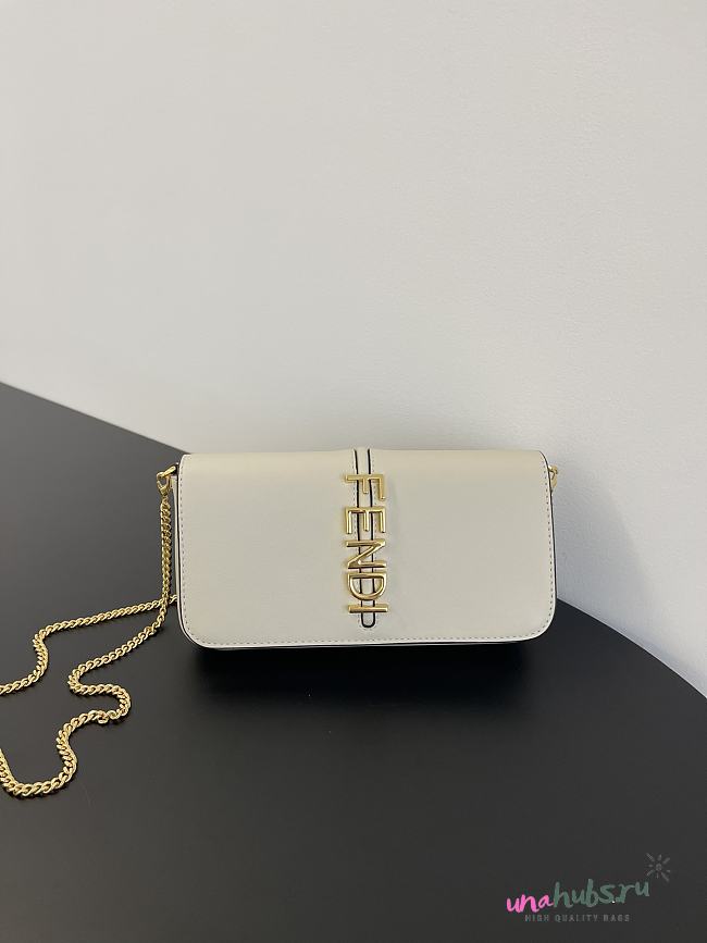 Fendi Fendigraphy white FF fabric chain wallet - 1