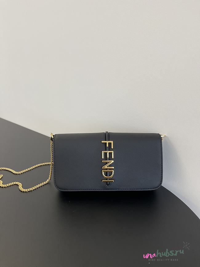 Fendi Fendigraphy black FF fabric chain wallet - 1