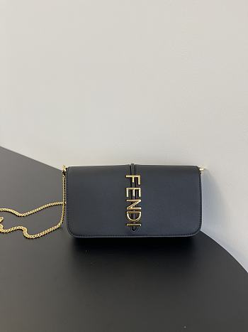 Fendi Fendigraphy black FF fabric chain wallet