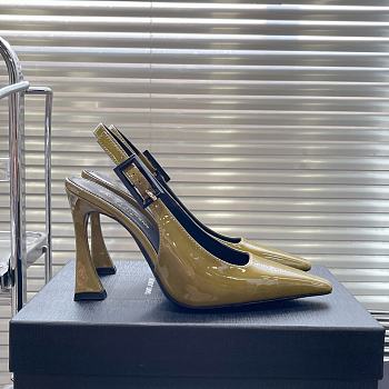 YSL Lee yellow patent leather slingback pumps
