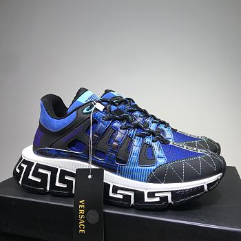 VERSACE Blue Leather Trigreca Sneakers
