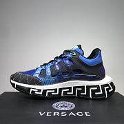 VERSACE Blue Leather Trigreca Sneakers - 6