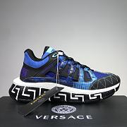 VERSACE Blue Leather Trigreca Sneakers - 5