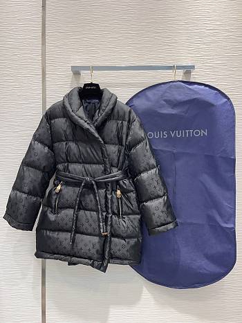 Louis Vuitton Black Monogram Jacquard Puffer Wrap Coat