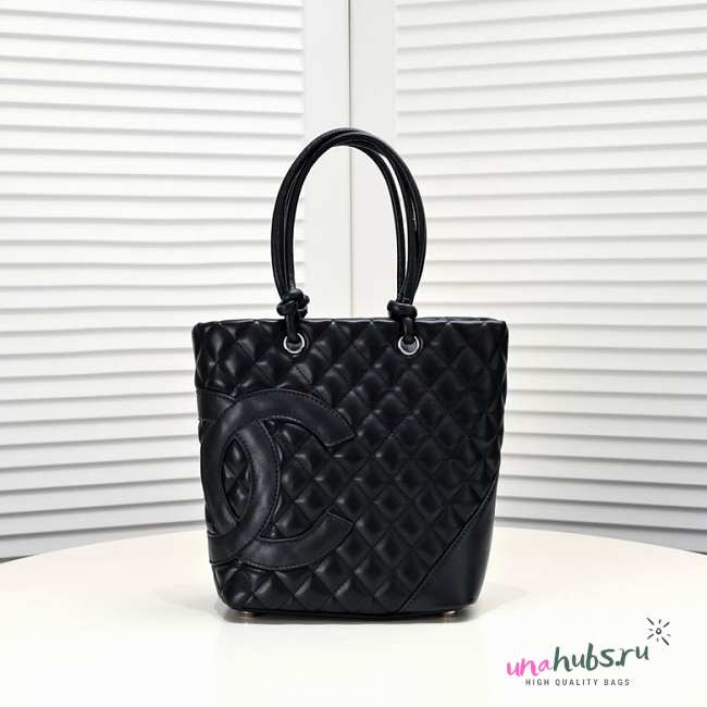 Chanel all black quilted leather cambon ligne bag - 1