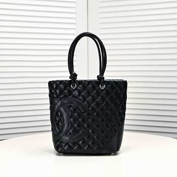 Chanel all black quilted leather cambon ligne bag