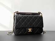 Chanel CF wood handle black leather bag  - 4