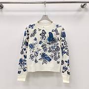 Dior pastel midnight blue butterfly cashmere knit weater - 1