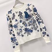 Dior pastel midnight blue butterfly cashmere knit weater - 4