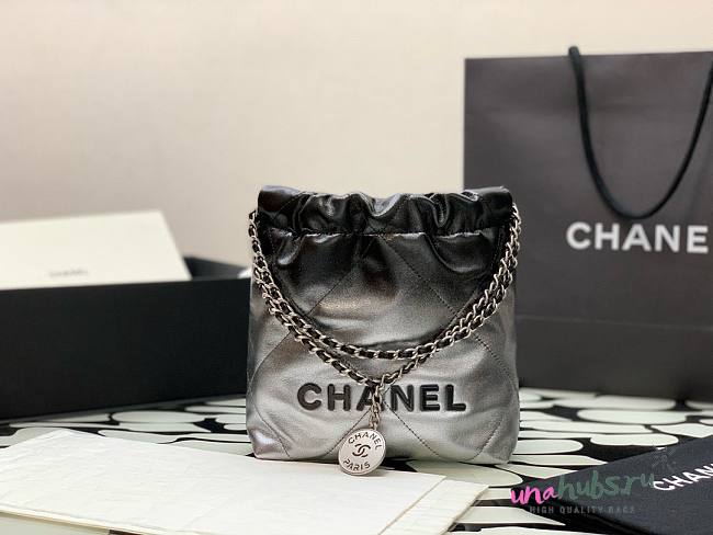 Chanel 22 mini ombre black tote bag AS3980 - 1